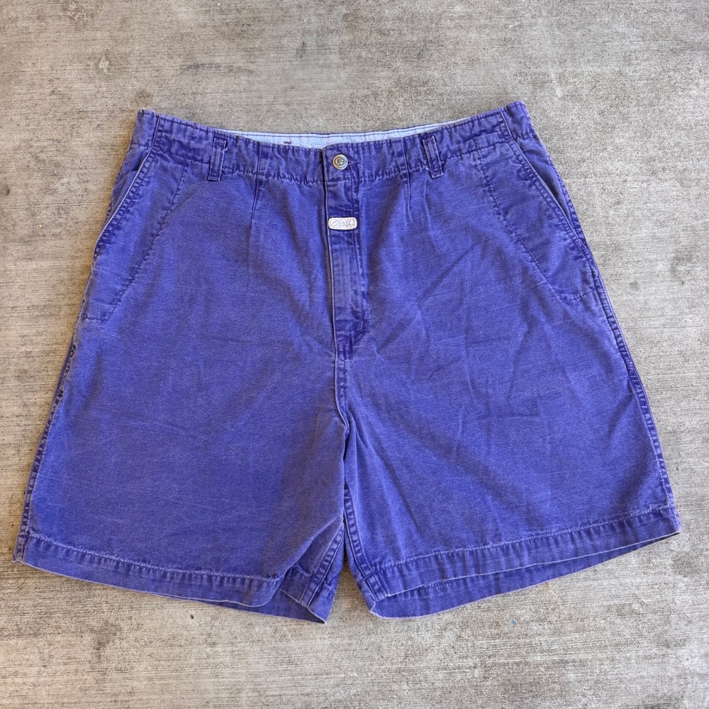 Vintage O'Neill Purple Cotton Shorts Mens 34 Made in USA Surf Style Baggy canvas